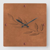 Crushed Copper Vierkante Klok (Voorkant)