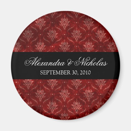 Crushed Red Velvet bruiloft gunst magneet (rond) (Voorkant)