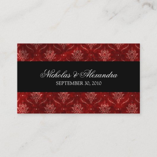 Crushed Red Velvet Wedding Website Visitekaartje Informatiekaartje (Voorkant)