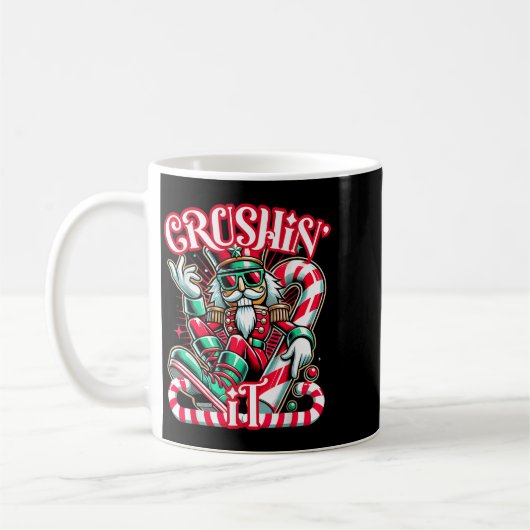 Crushin' It Notenkraker Xmas Funny Christmas Manne Koffiemok (Links)