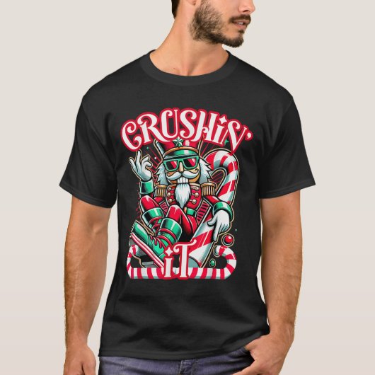 Crushin' It Notenkraker Xmas Funny Christmas Manne T-shirt (Voorkant)