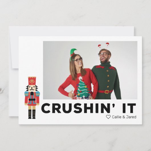 Crushin' It Nutkraker Custom Photo Holiday Kaart (Voorkant)