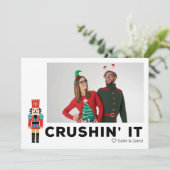 Crushin' It Nutkraker Custom Photo Holiday Kaart (Staand voorkant)