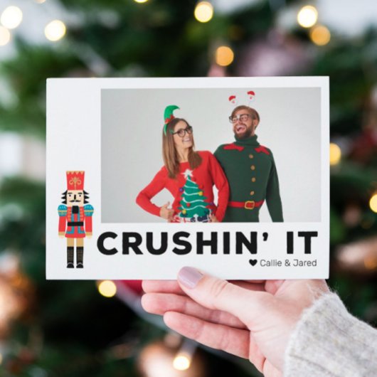 Crushin' It Nutkraker Custom Photo Holiday Kaart