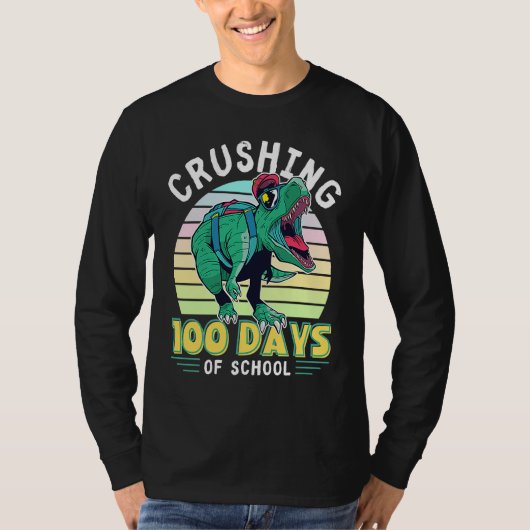 Crushing 100 Days of School Dinosaur Rex Dino Boys T-shirt (Voorkant)