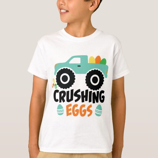 Crushing Eggs Cool Modern Easter Truck T-shirt (Voorkant)