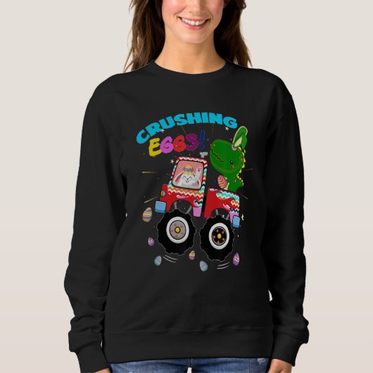 Crushing Eggs Paasmager Bunny Trex Monster T Trui (Voorkant)