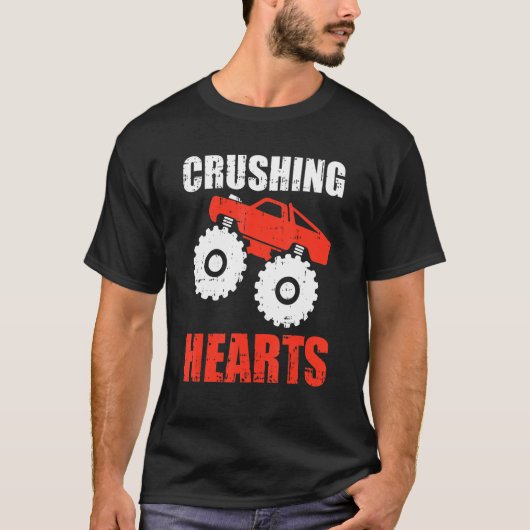 Crushing Heart Valentines Day Cool Monster Truck L T-shirt (Voorkant)