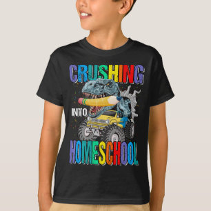 Crushing in Homeschool Monster Truck Dinosaur T-shirt