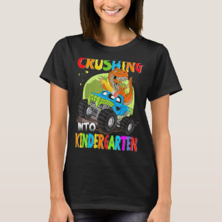 Crushing Into Kindergarten Monster Truck Dinosaur  T-shirt