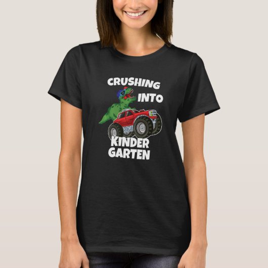 Crushing into Kindergarten Monster Truck Dinosaur  T-shirt (Voorkant)