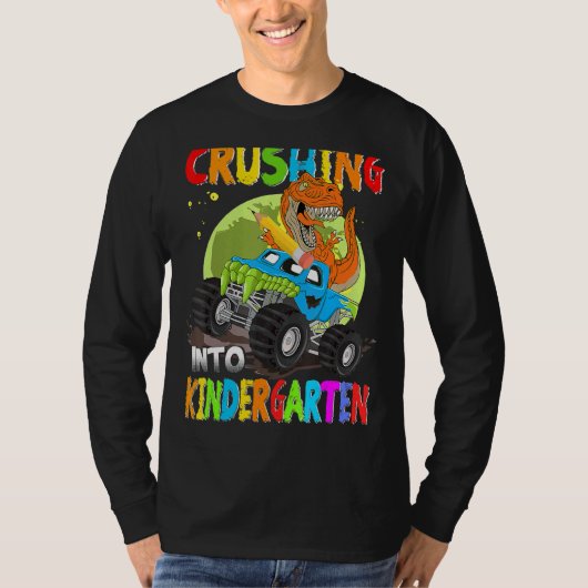 Crushing Into Kindergarten Monster Truck Dinosaur  T-shirt (Voorkant)