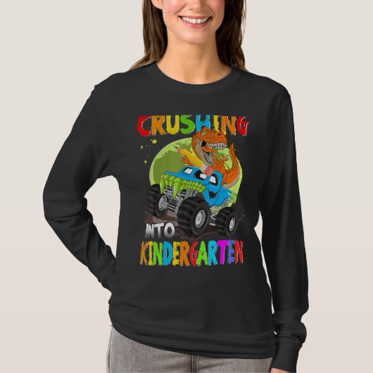 Crushing Into Kindergarten Monster Truck Dinosaur  T-shirt (Voorkant)