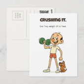 Crushing It – Funny Gym Briefkaart met Nino & Dog (Voorkant / Achterkant)
