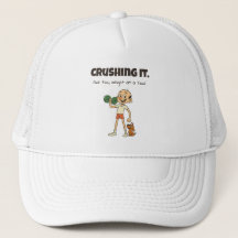 Crushing It - Grappige Cartoon Gym Trucker Hat