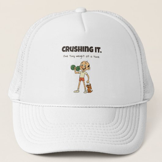 Crushing It - Grappige Cartoon Gym Trucker Hat Trucker Pet (Voorkant)