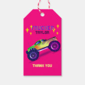 Crushing It MONSTER TRUCK Meisjes Roze Dank je Cadeaulabel (Voorkant)