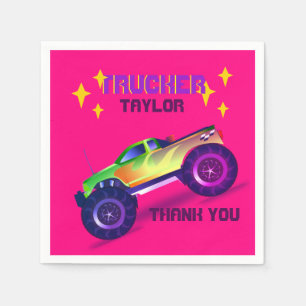 Crushing It MONSTER TRUCK Meisjes Roze Dank je Servet