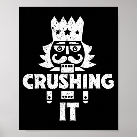 Crushing It Nutcracker Funny Retro Christmas Festi Poster (Voorkant)