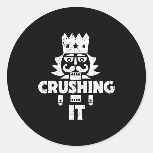 Crushing It Nutcracker Funny Retro Christmas Festi Ronde Sticker (Voorkant)