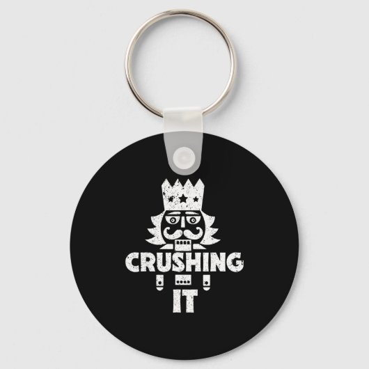 Crushing It Nutcracker Funny Retro Christmas Festi Sleutelhanger (Voorkant)