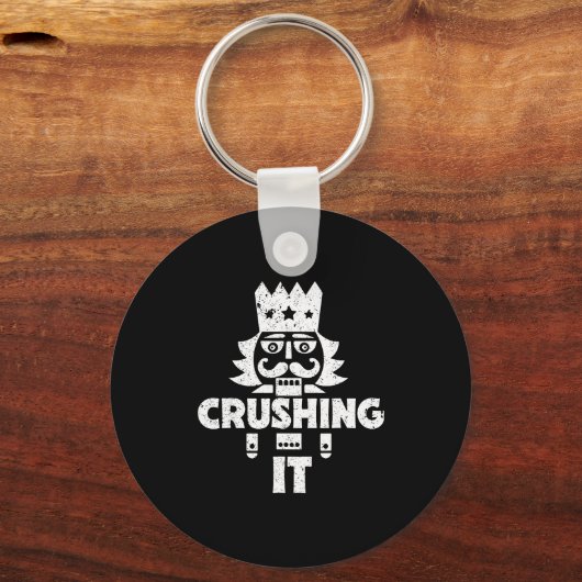 Crushing It Nutcracker Funny Retro Christmas Festi Sleutelhanger (Voorkant)