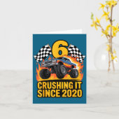 Crushing It Since 2020 Monster Truck 6 Year Old Bi Kaart (Gele Bloem)