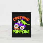 Crushing Pumpkins Lazy Halloween Costume Cute Dino Kaart (Voorkant)