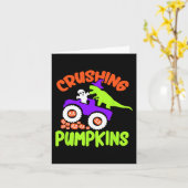 Crushing Pumpkins Lazy Halloween Costume Cute Dino Kaart (Gele Bloem)
