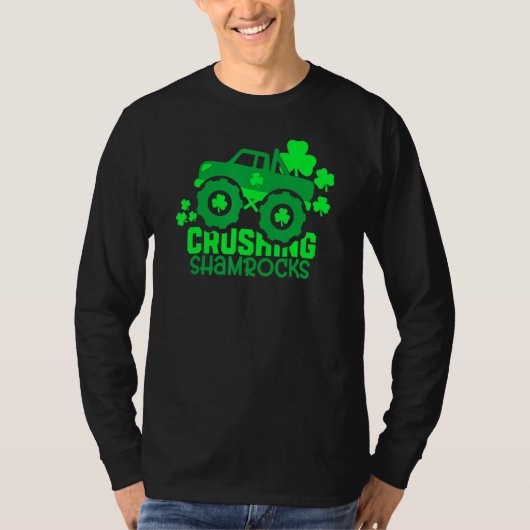 Crushing Shamrocks Monster Truck Boys Irish St Pat T-shirt (Voorkant)