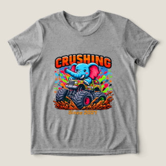 Crushing Since 2021 – Cute Elephant with Truck Tri-Blend Shirt