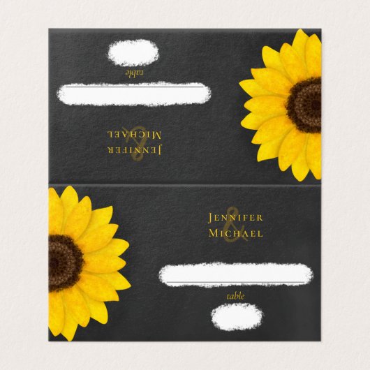 crustisch bruiloft voor zonnebloemkarton kaart (Buitenkant ongevouwen)