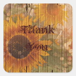 crustisch karton - zonnebloembruiloft vierkante sticker