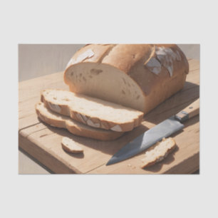 Crusty Bread and Slices op houten plank Tissuepapier