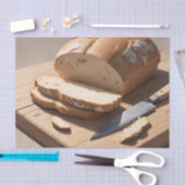 Crusty Bread and Slices op houten plank Tissuepapier (Craft)