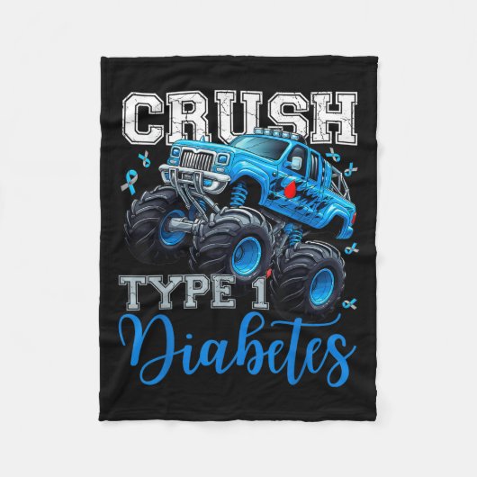 Cruype 1 Diabetes Awareness Warrior Monster Truck Fleece Deken (Voorkant)