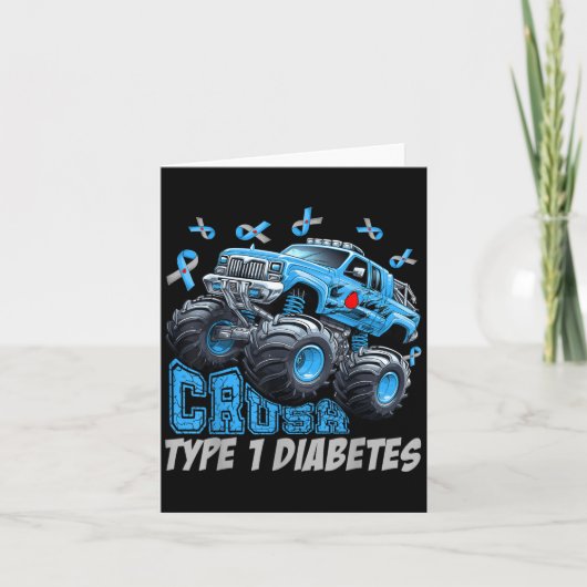 Cruype 1 Diabetes Bewustzijn T1d Warrior Monster T Kaart (Voorkant)
