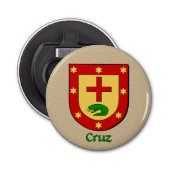 Cruz Heraldic Arms op perkament stijl terug Button Flesopener (Voorkant)