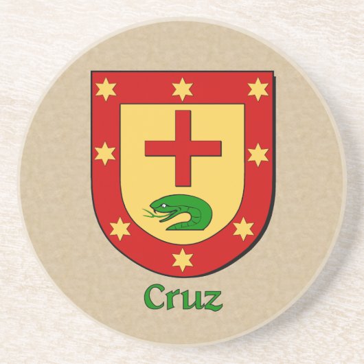 Cruz Heraldic Shield Zandsteen Onderzetter (Voorkant)