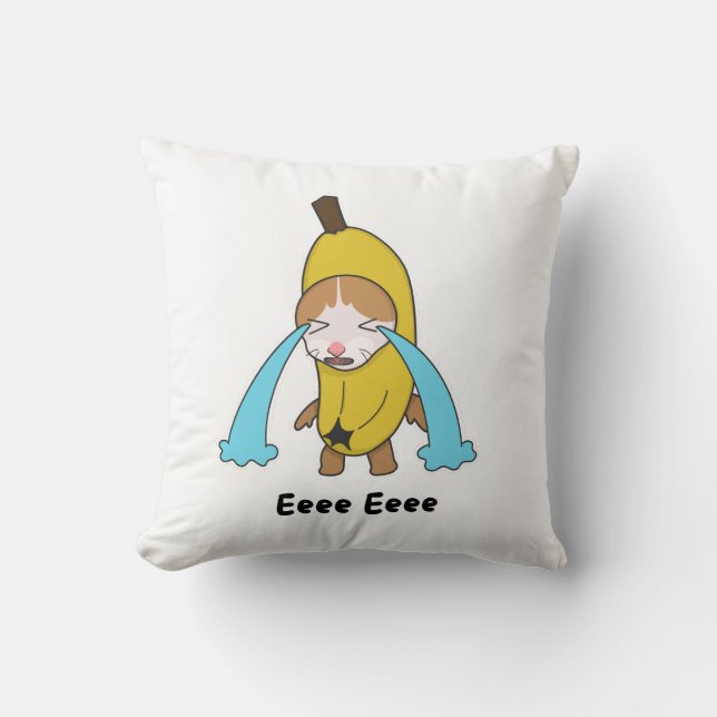 Cry Banana Sad Crying Cat Meme Eee Eee Eee Shirt Kussen (Voorkant)