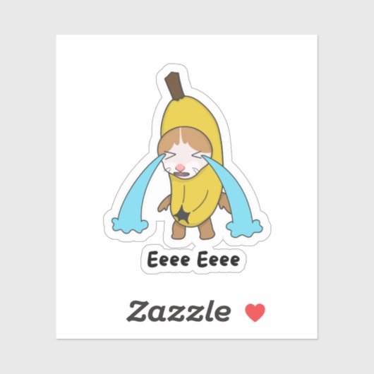 Cry Banana Sad Crying Cat Meme Eee Eee Eee Shirt Sticker (Vel)
