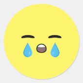 Cry Emoji Ronde Sticker (Voorkant)