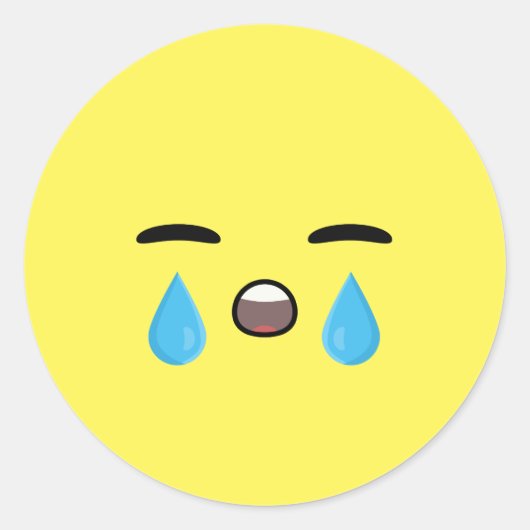 Cry Emoji Ronde Sticker (Voorkant)