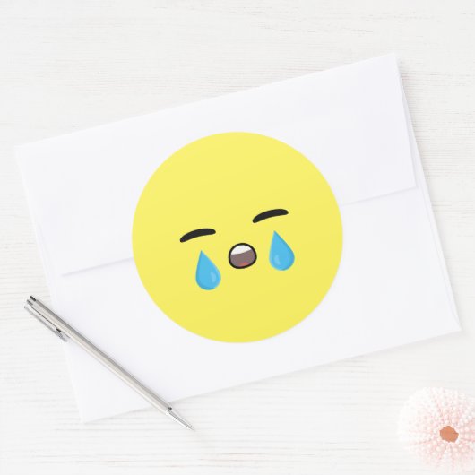 Cry Emoji Ronde Sticker (Envelop)