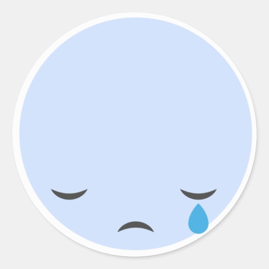 Cry Sad Emoji Ronde Sticker (Voorkant)