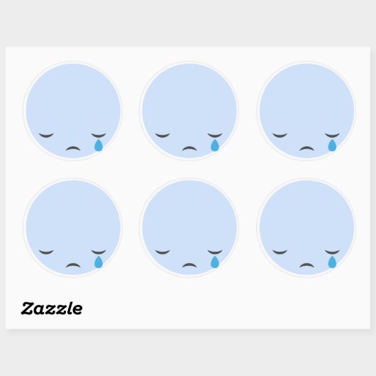 Cry Sad Emoji Ronde Sticker (Vel)