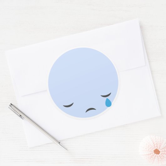 Cry Sad Emoji Ronde Sticker (Envelop)
