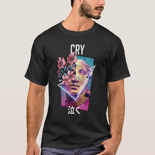 Cry vaporwave esthetische japans e meisje t-shirt (Voorkant)
