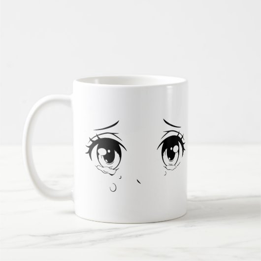 Crying Anime Eyes Mug – Aesthetic Sadcore Design Koffiemok (Links)