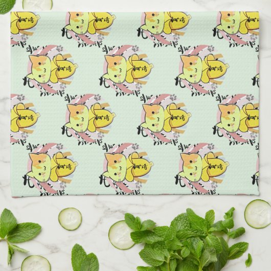 Crying Banana Cat Pattern Theedoek (Gevouwen)